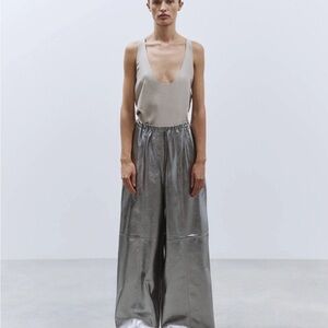 ALYSI Silver Wide-Leg Palazzo Pants XS